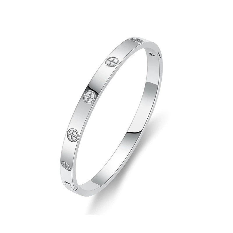 Cross Station Bangle-Silver
