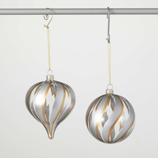 Silver Gold Striped Ornament