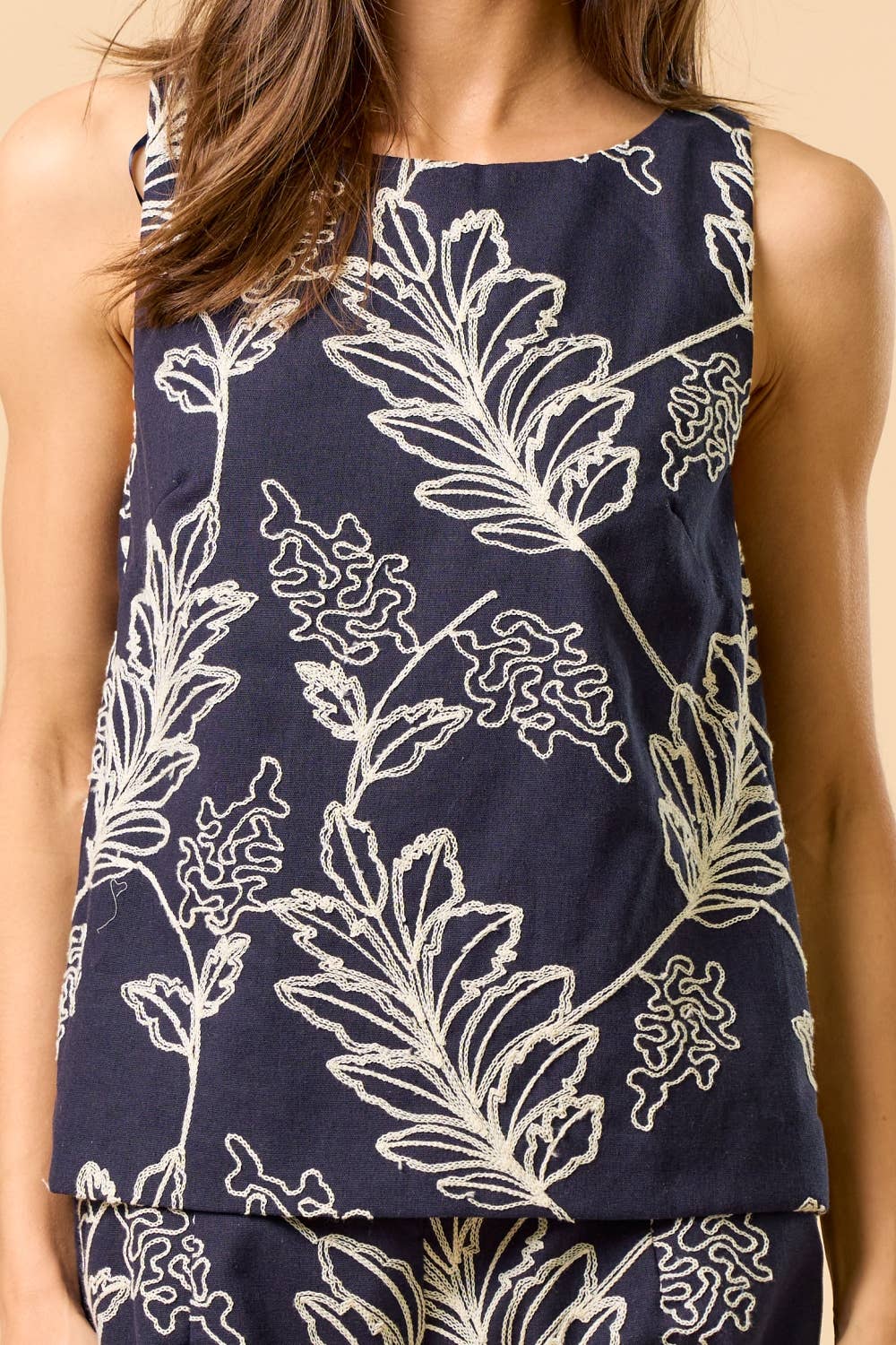Sleeveless Embroidery Top with Shorts Set