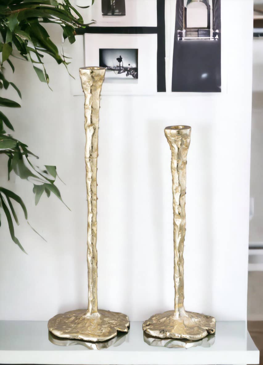 Gold Taper Candleholder Set