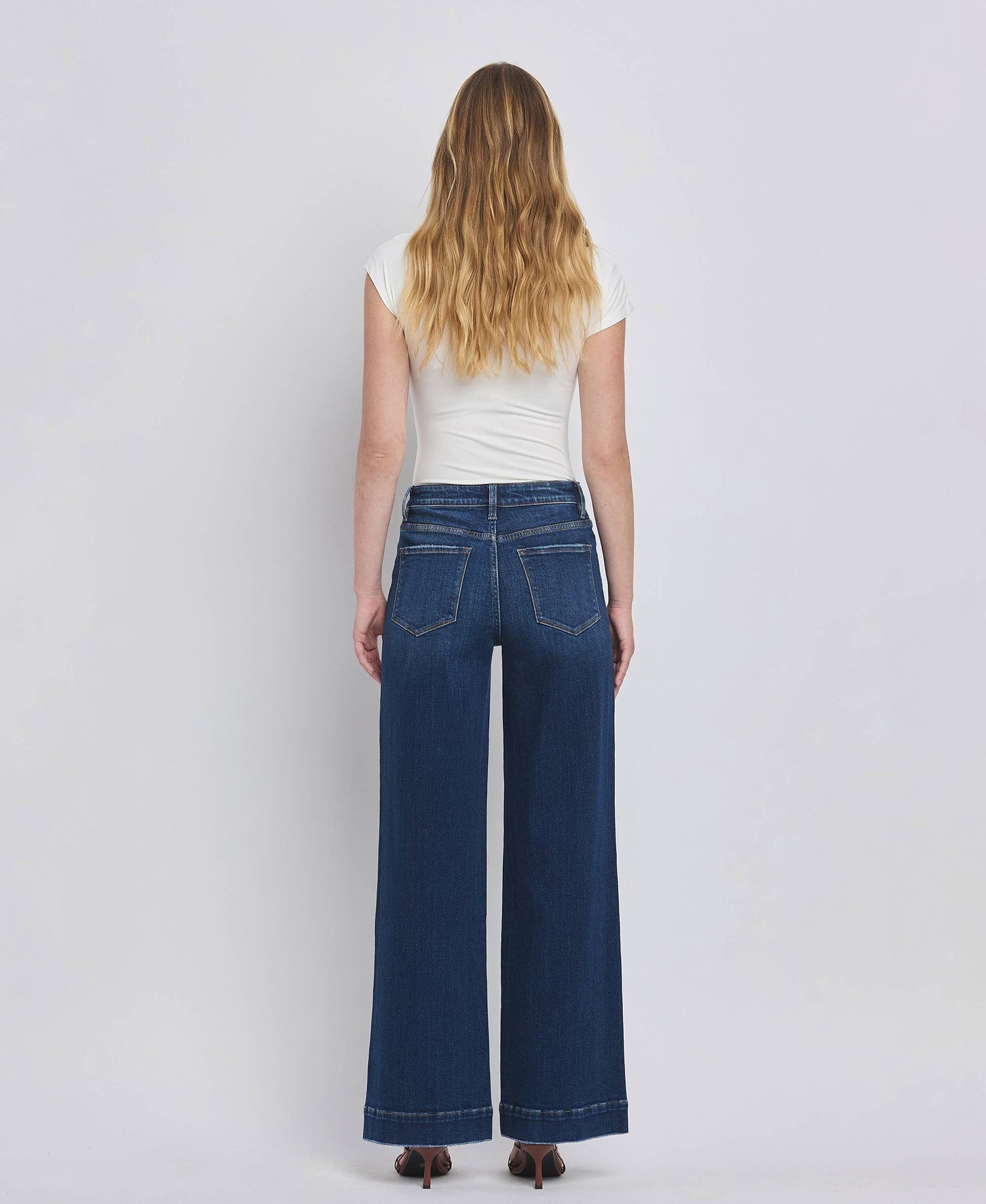 High Rise Patch Pocket Trouser Hem Jeans/Dark Denim-Flying Monkey