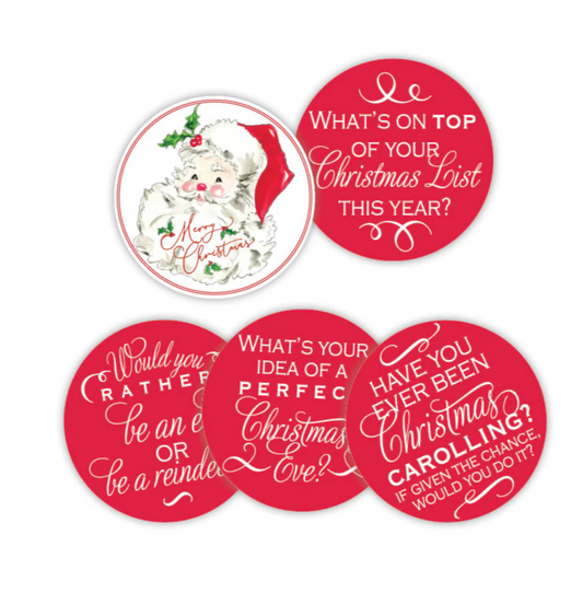 Merry Christmas Red Santa Conversation Coasters