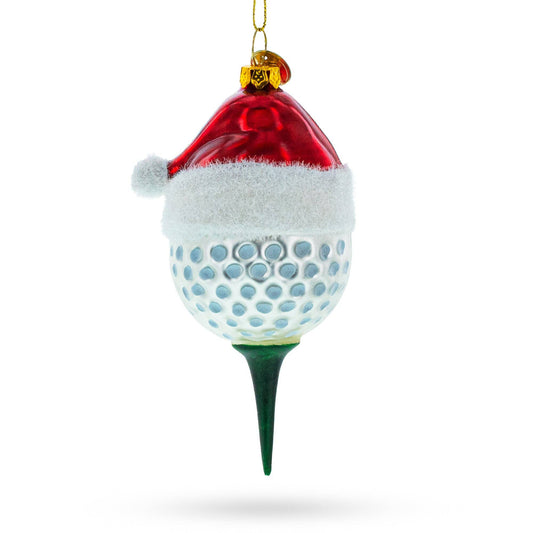 Golf Ball with Holiday Cheer Glass Ornament