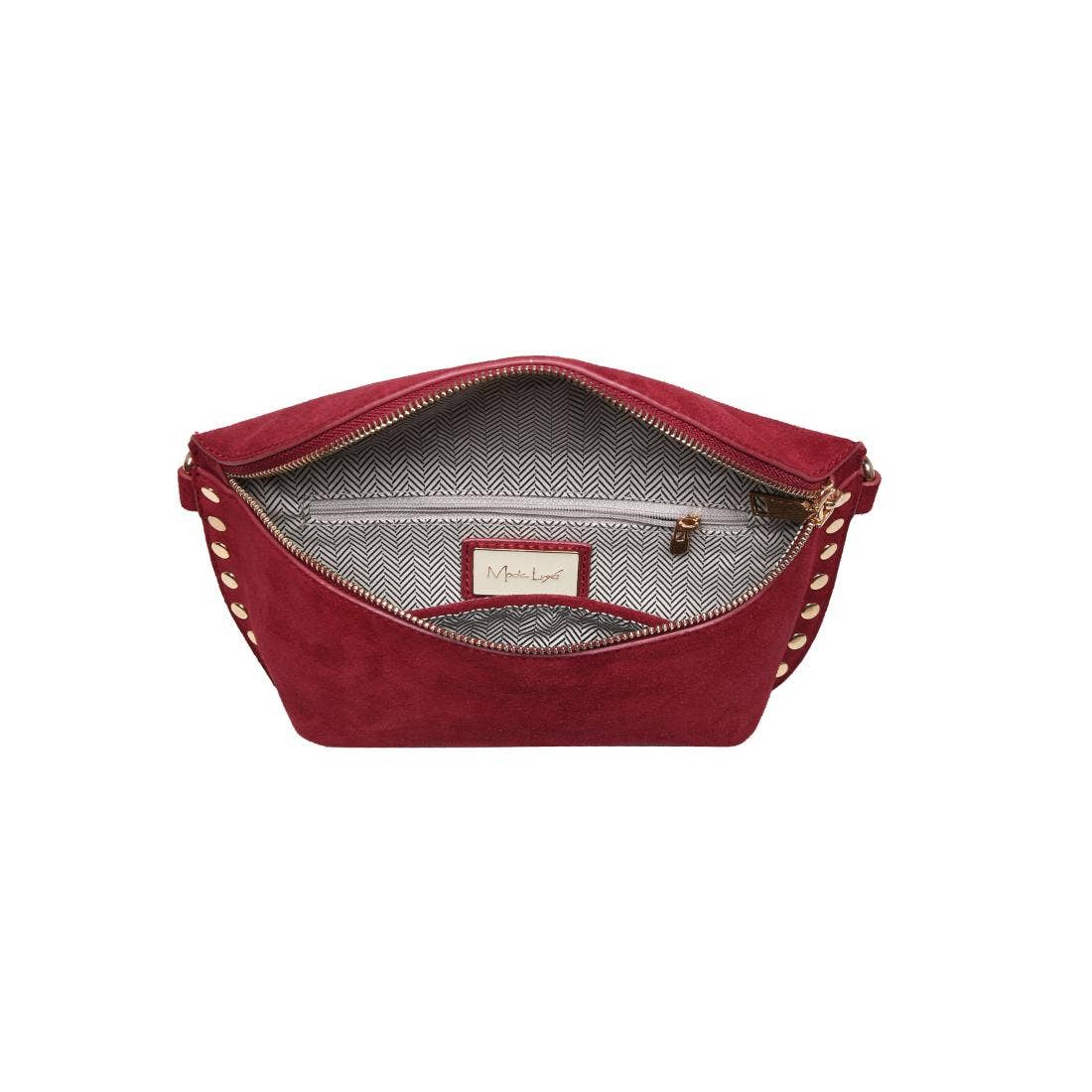 Gizelle-Suede Belt Bag: Wine