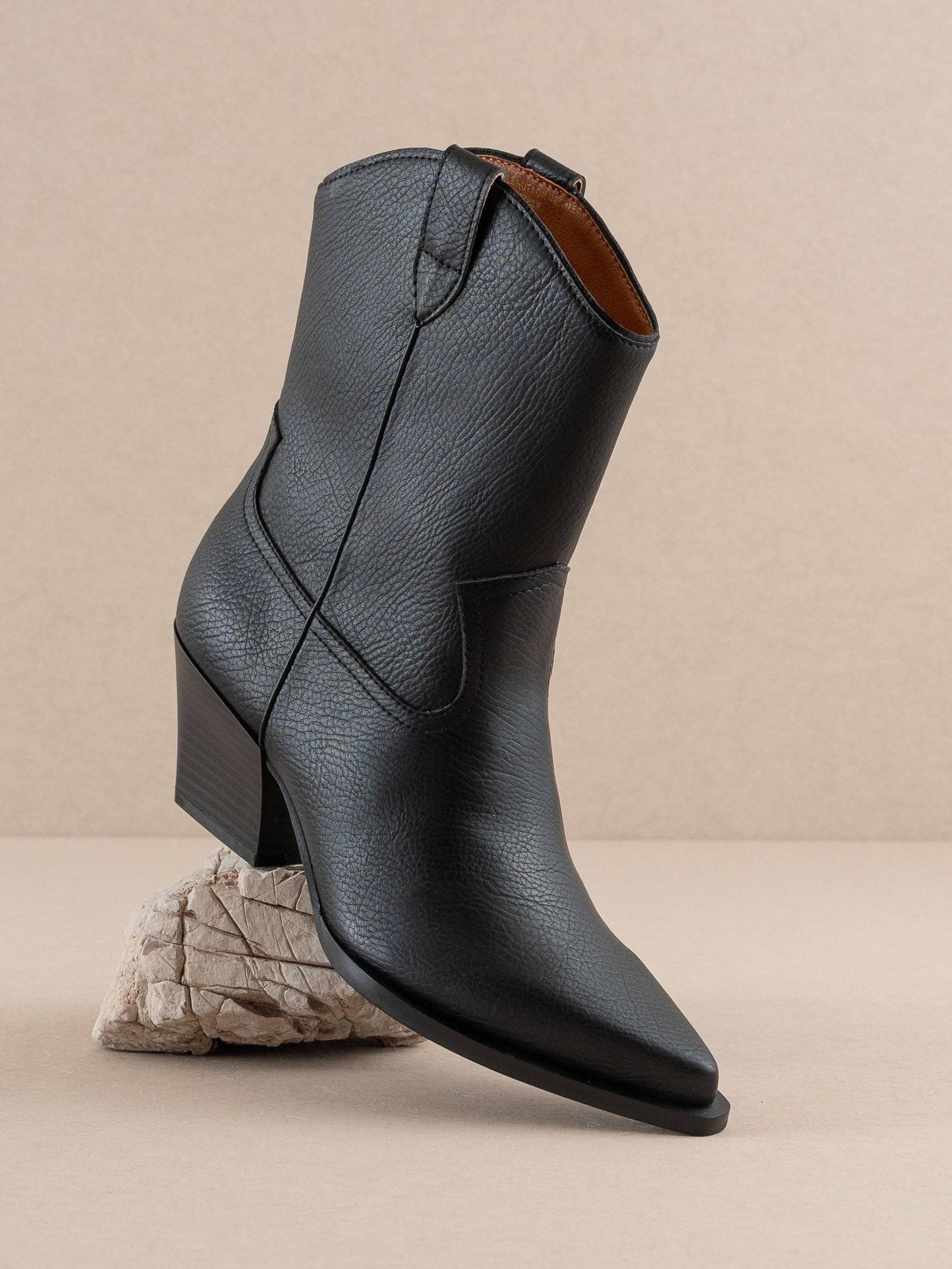 Ames Black Short Cowboy Bootie