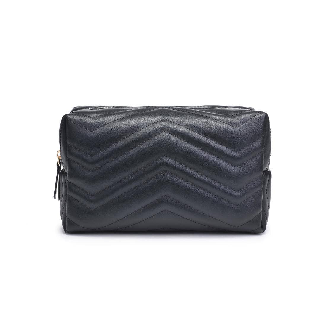 Chic Stitch Cosmetic Pouch: Black