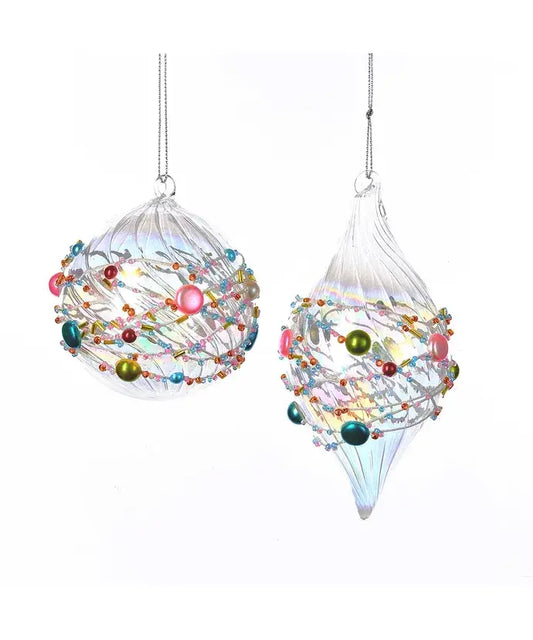 3.25"Beaded Glass Ornament-BALL, FINIAL