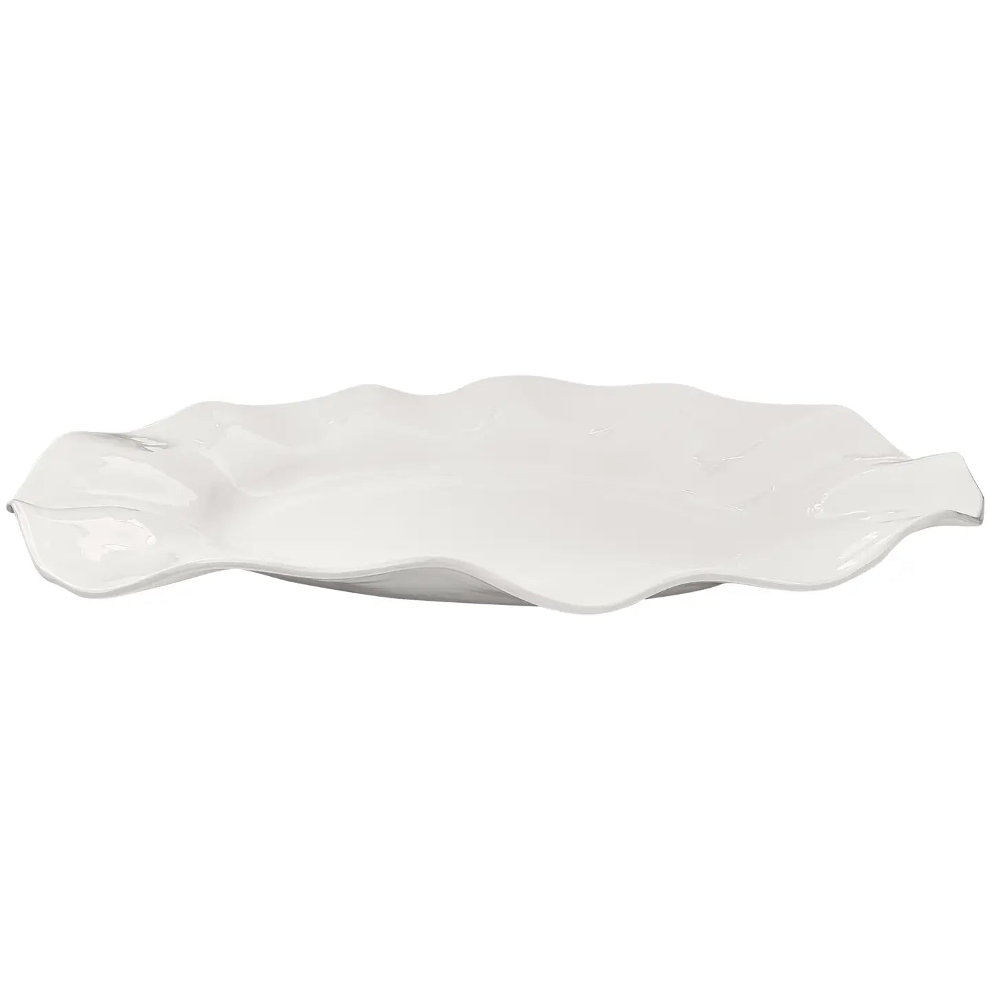 Large Wavy One of a Kind Oval Melamine Platter: Cream