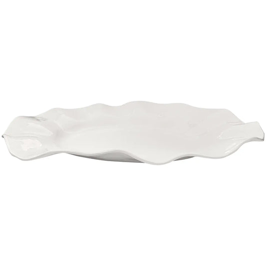 Large Wavy One of a Kind Oval Melamine Platter: Cream
