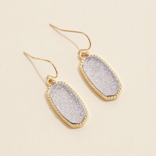 Druzy Stone Dangling Earrings-Purple