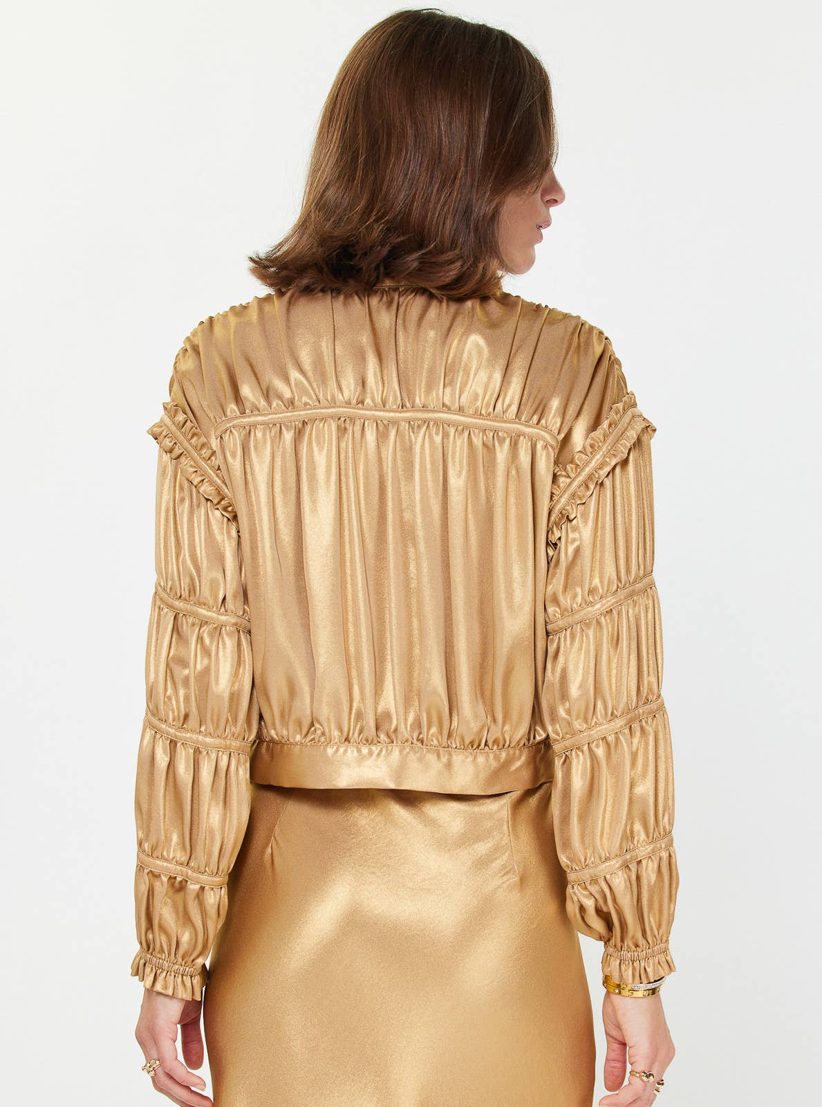 Gold Shirring Detail Short Jacket