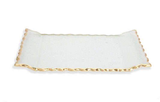 Glass Oblong Tray with Gold Edge