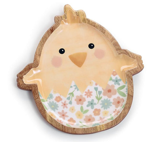 FINAL SALE Easter Chick Mango Wood Tray
