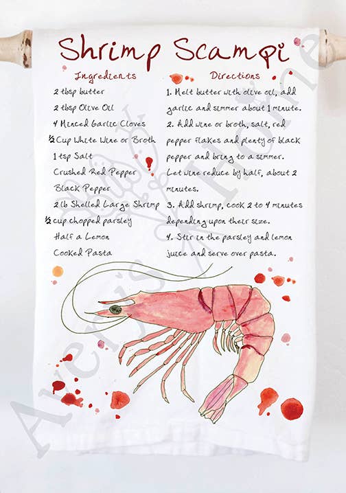 Shrimp Scampi Recipe Kitchen Towel