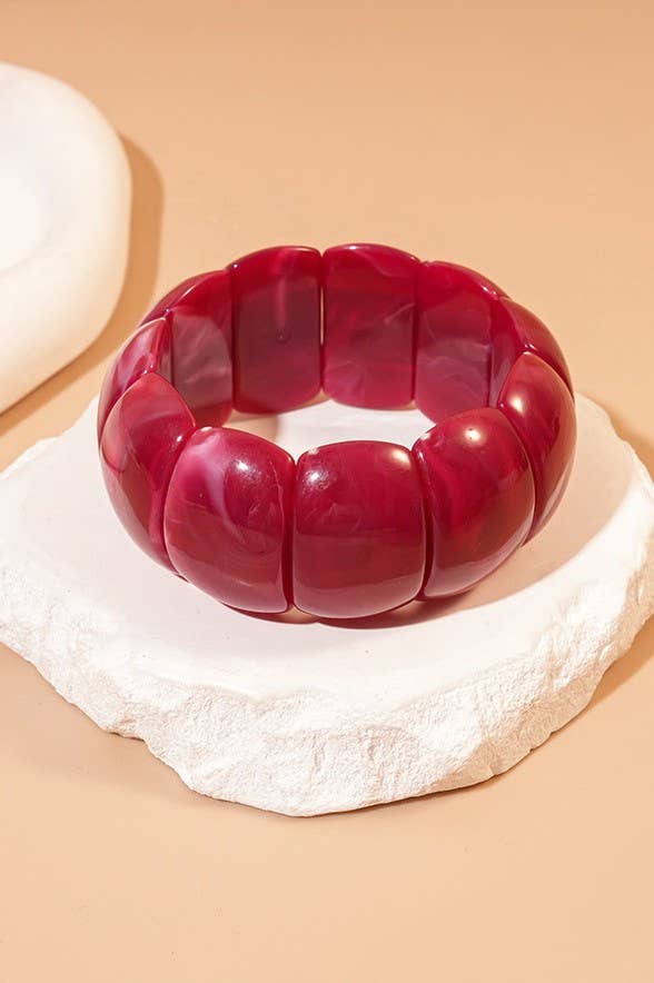 Acrylic Stretch Cord Bracelet- Berry