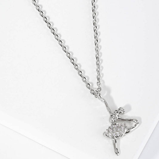 Pirouette & Leap / Ballerina CZ Necklace: RHCRY / ONE SIZE