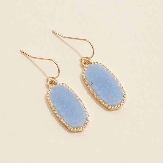Druzy Stone Dangling Earrings-Sky Blue