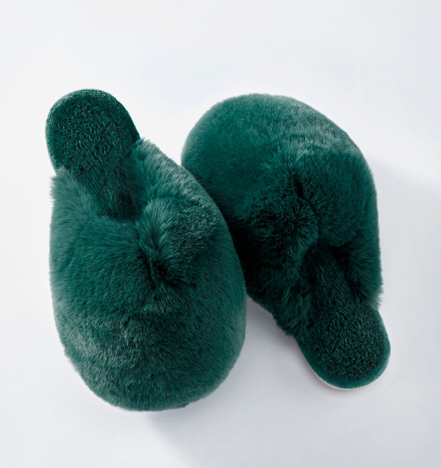 Faux Fur Bubble Slippers - Green