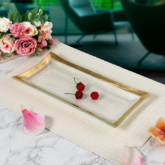 Rectangle, Gold-Edge Serving Tray-Medium