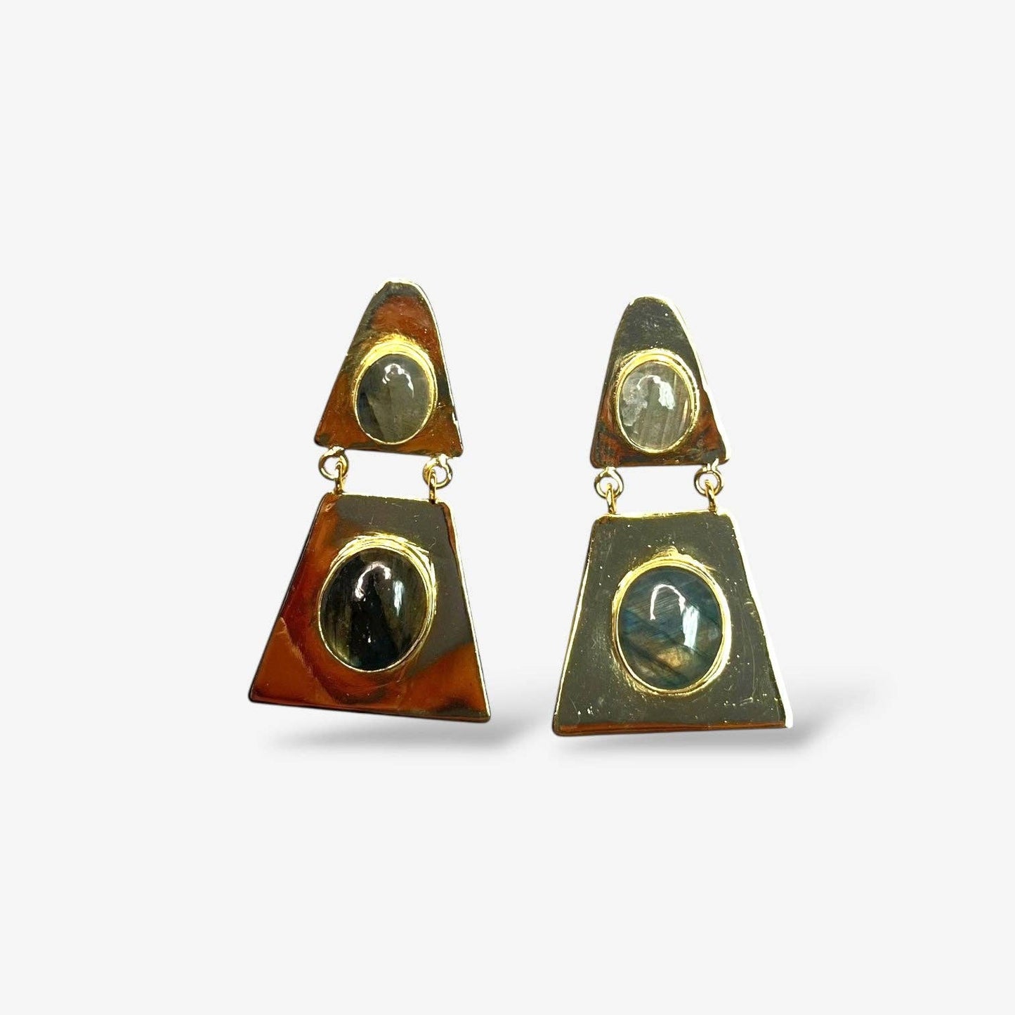 Gold Prism Earrings: Pearl