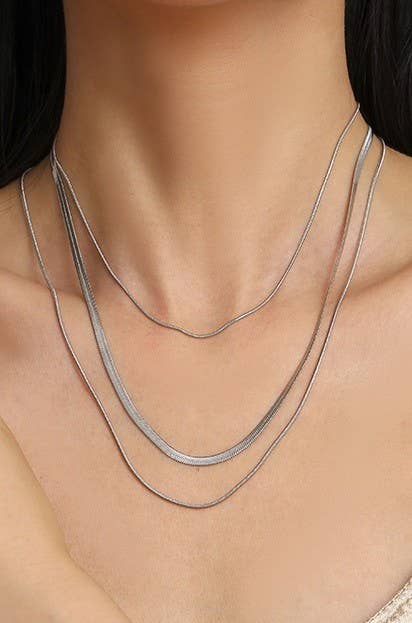 Chloe Chain Layer Necklace-Silver