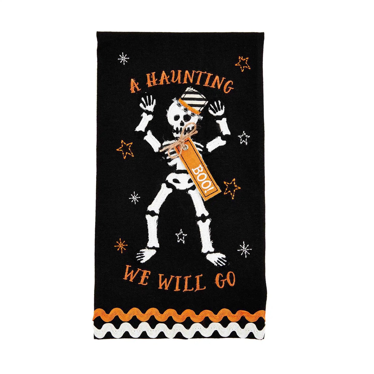 Black Applique Halloween Tea Towel