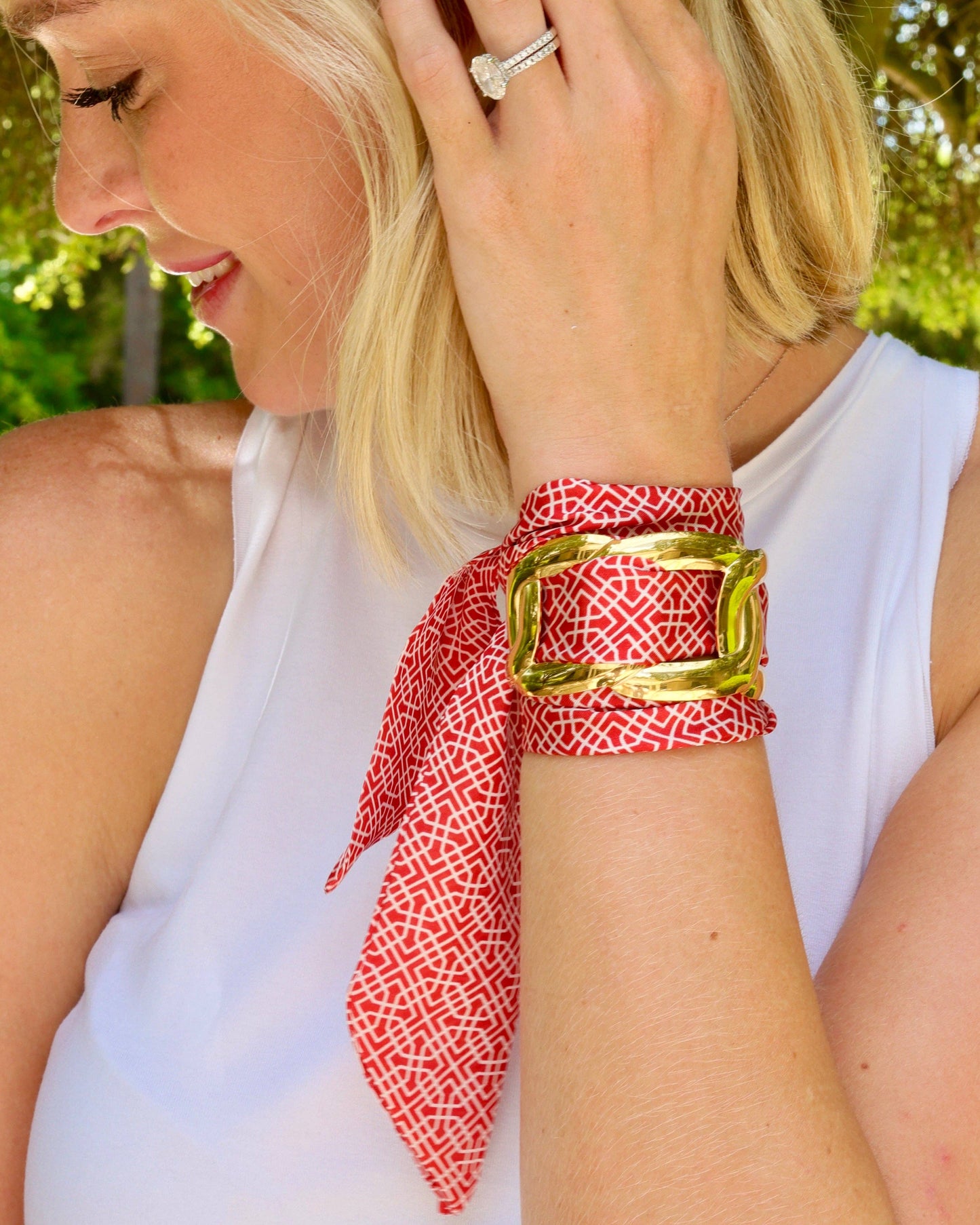 Serafina Scarf Bracelet- Red/White