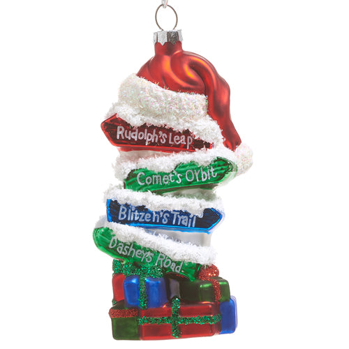 Santa's Reindeer Ski Slope Directions Ornament