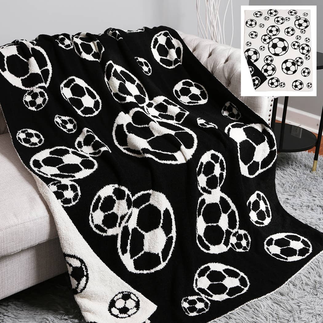 Soccer Ball Print Comfort Throw Blanket