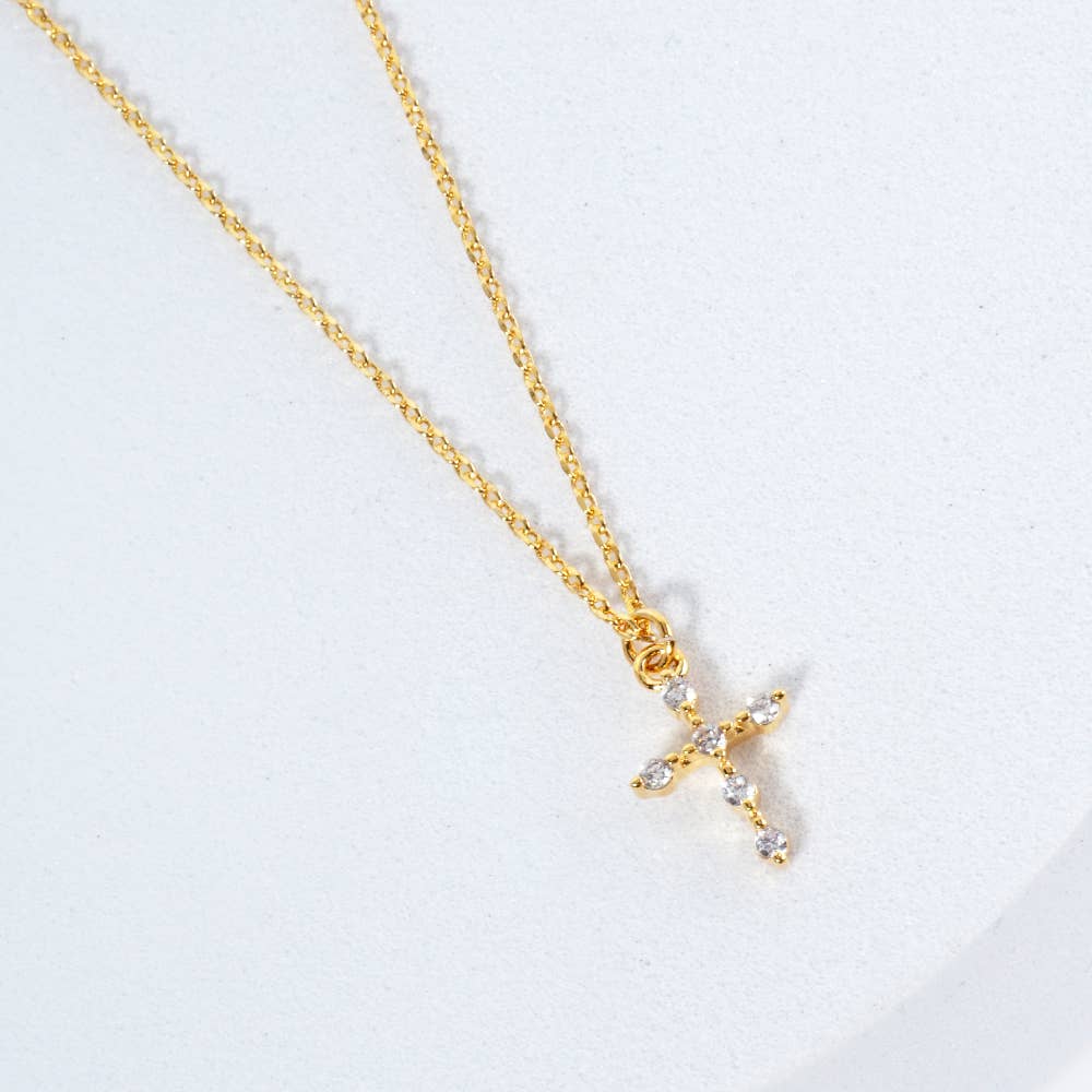 Pave' Cross Pendant Necklace