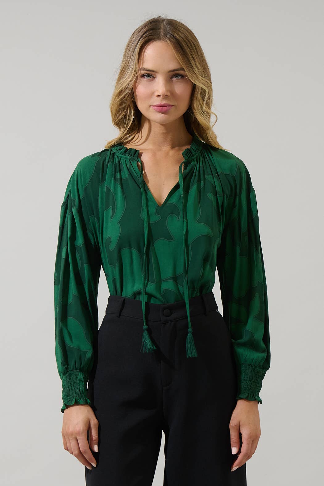 Emerald Vine Tassel Blouse