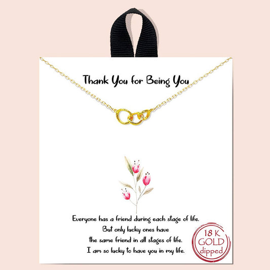 Gold-Dipped Three Hammered Circle Charm Necklace: GD / One Size