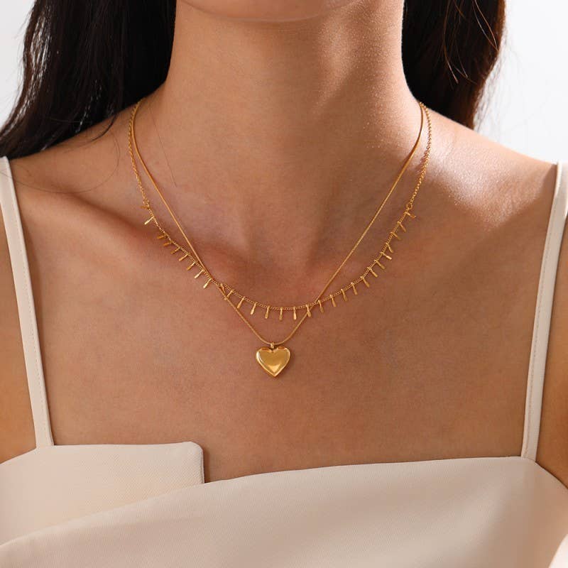 Heather Heart Layer Necklace