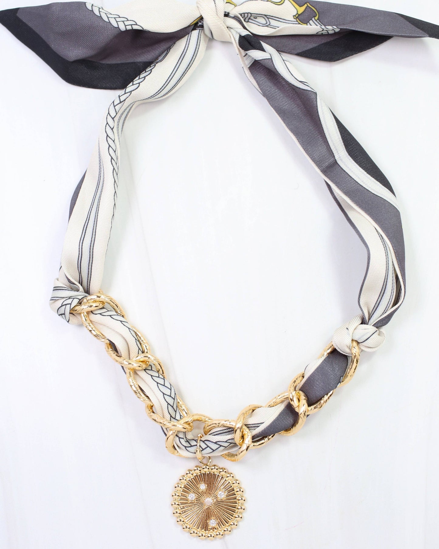 Sarah Scarf Charm Necklace-Steel Gray