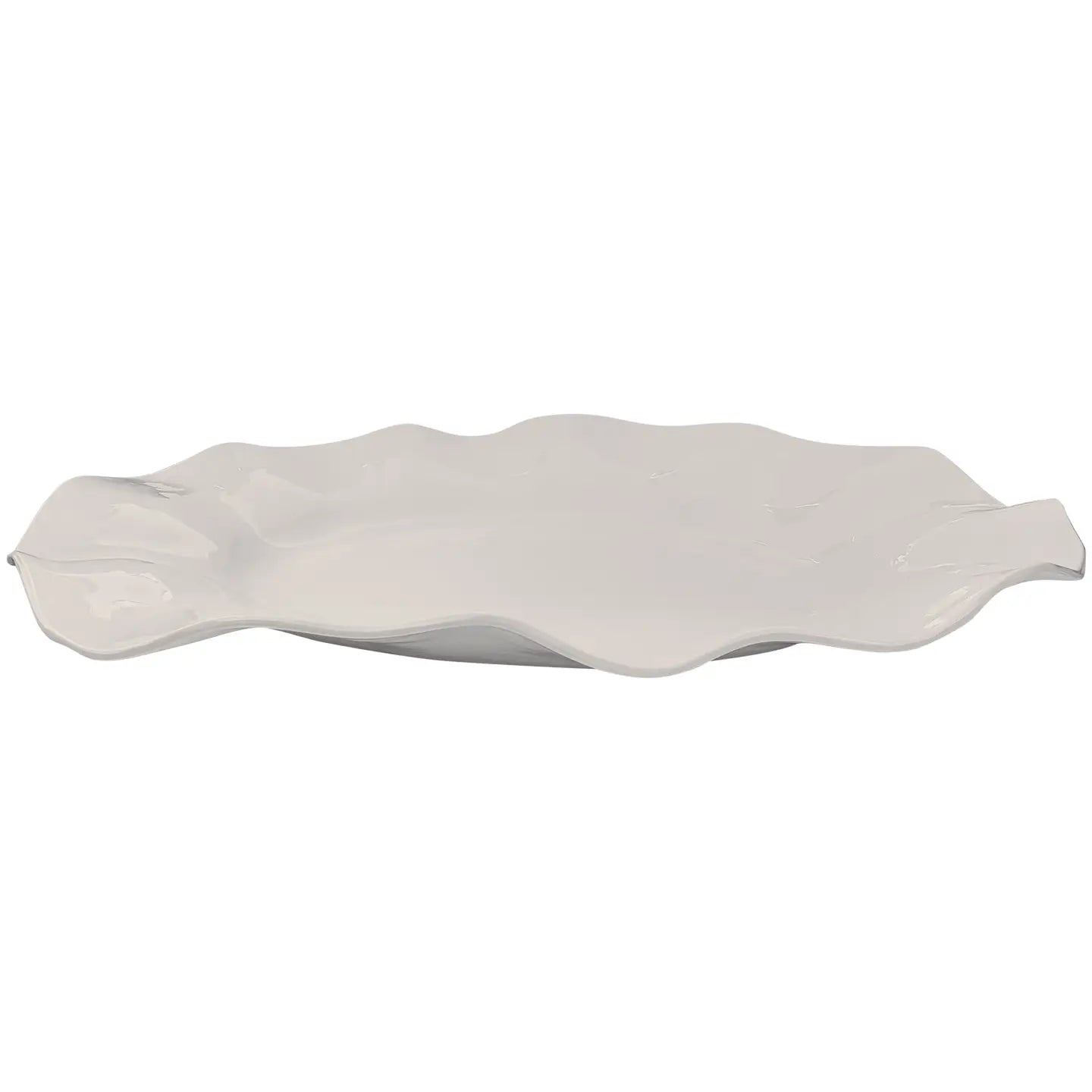 Large Wavy One of a Kind Oval Melamine Platter: Cream