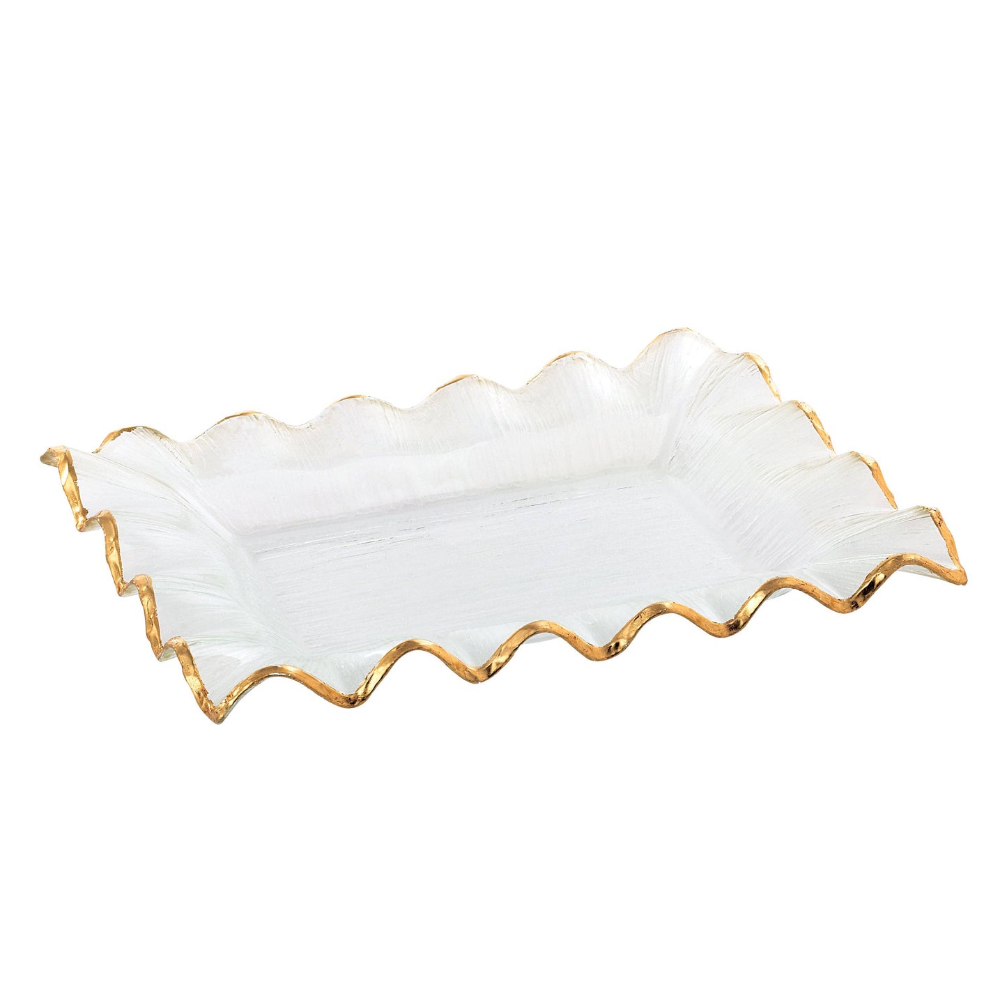 Gold, Ruffle-Edge Glass Platter