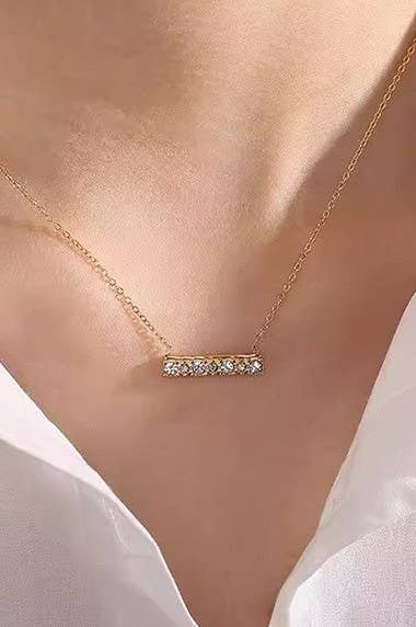 Meghan Rhinestone Bar Necklace