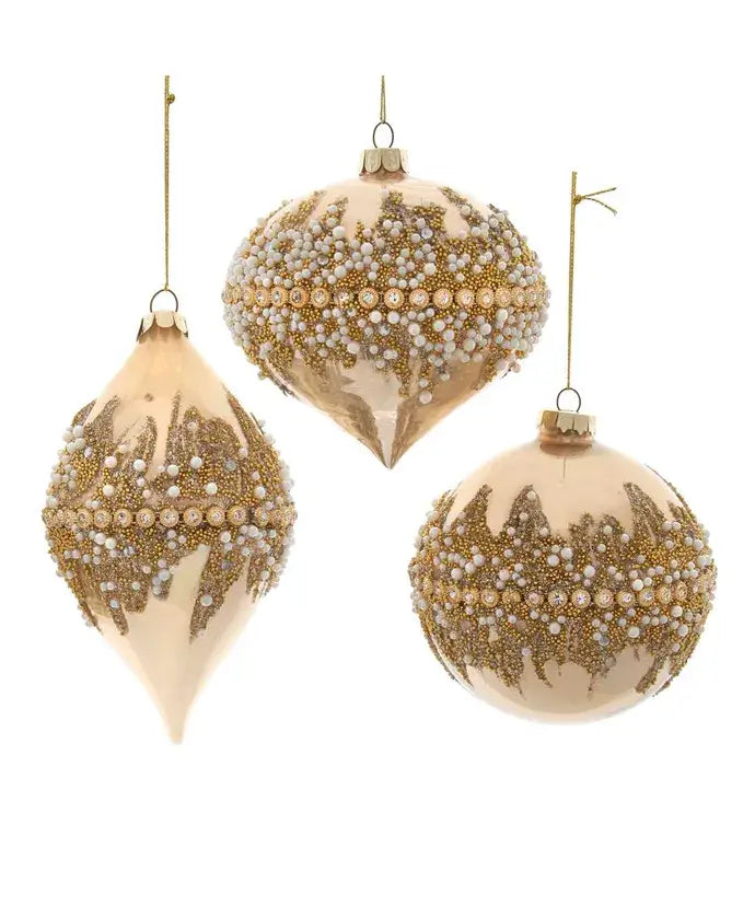 Glass Gold Jewel Ball Ornaments