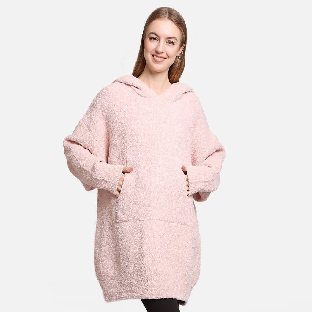 Blanket Hoodie w/Pocket-Pink