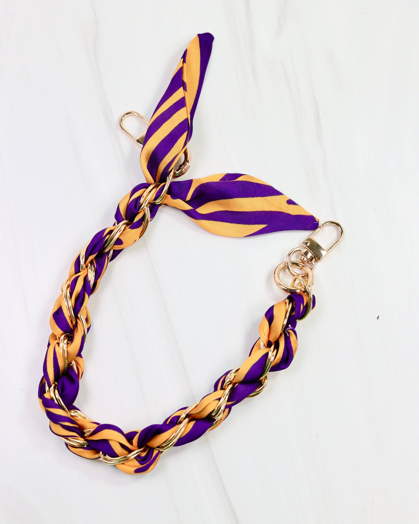 Serafina Scarf Purse Chain- Purple/Gold