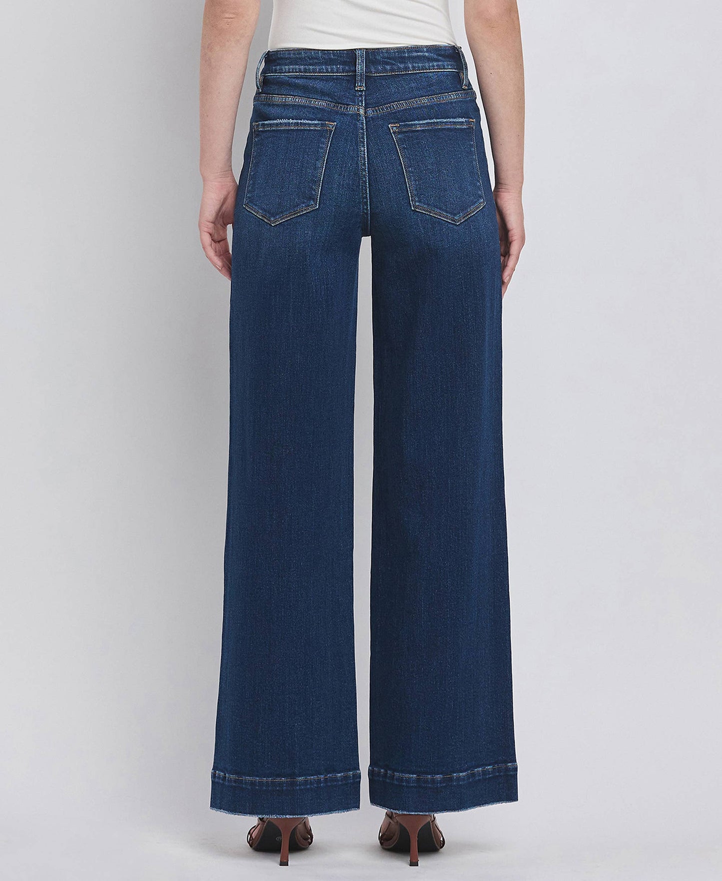 High Rise Patch Pocket Trouser Hem Jeans/Dark Denim-Flying Monkey