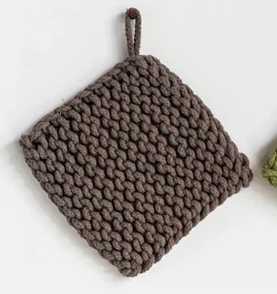 Crocheted Pot Holder-Charcoal, Greige, Mocha, Olive