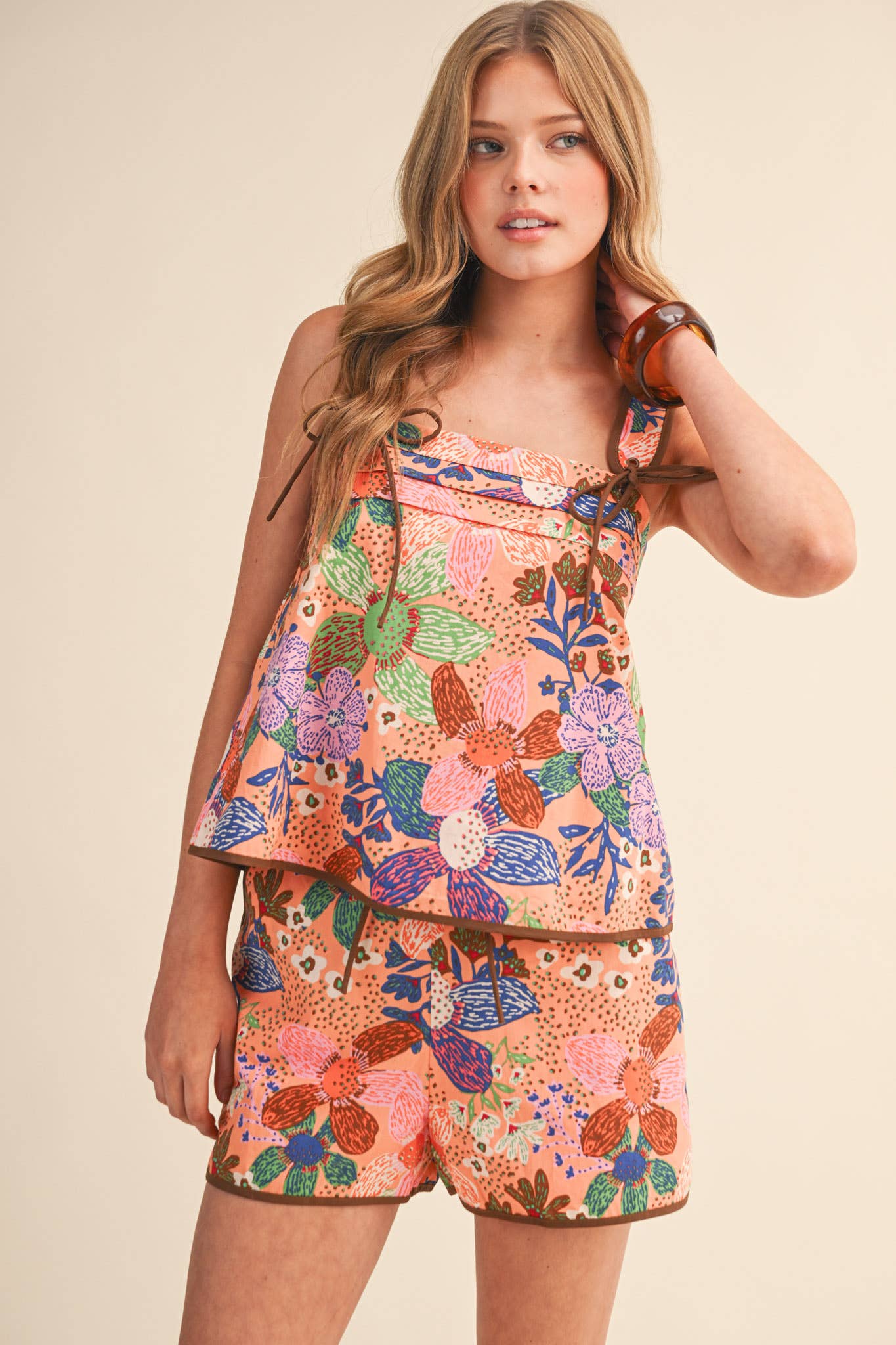 Floral Print Top & Shorts Set