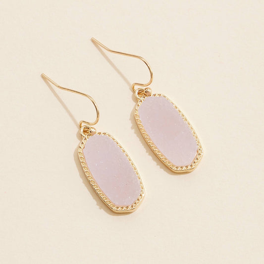 Druzy Stone Dangling Earrings-Lavender