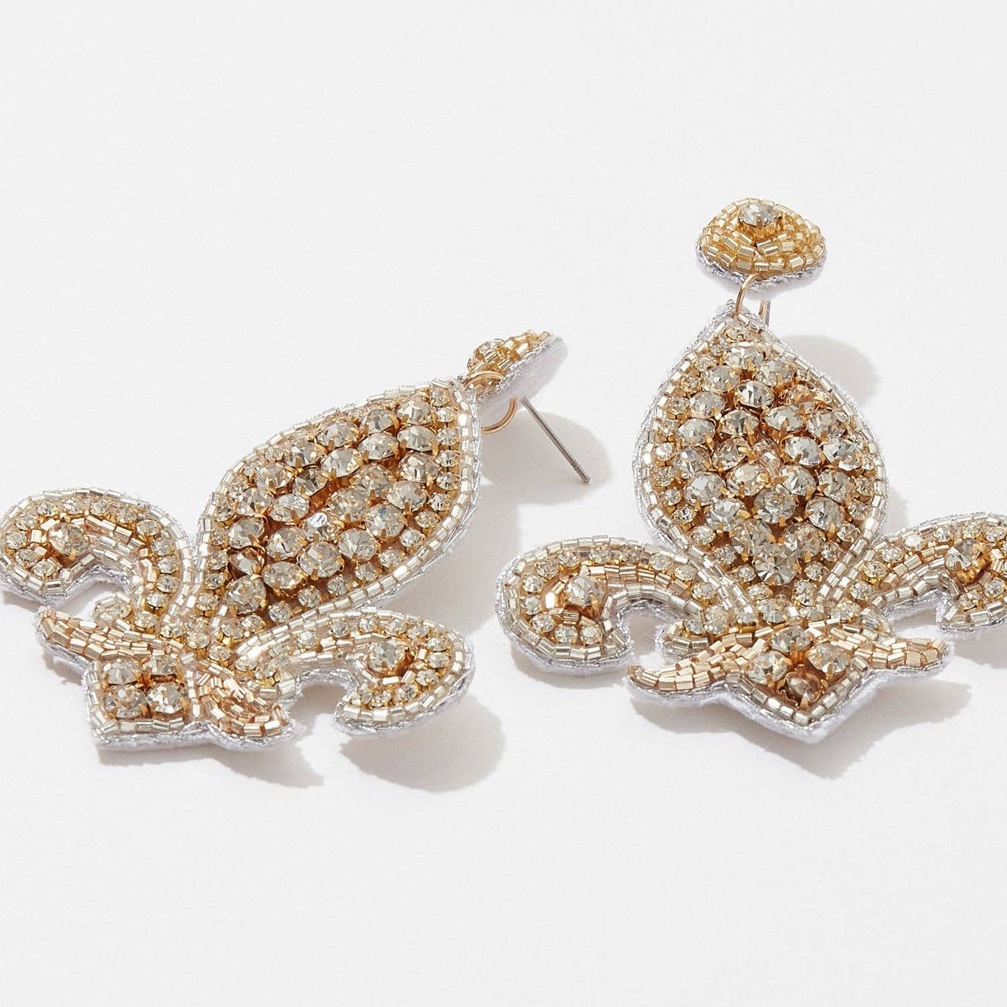 Gold Studded Fleur De Lis Earrings