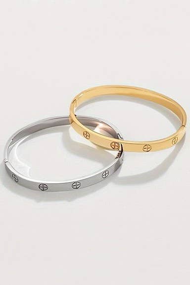 Cross Station Bangle-Gold