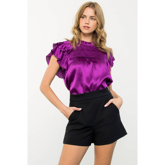 Flutter Sleeve Glimmer Top