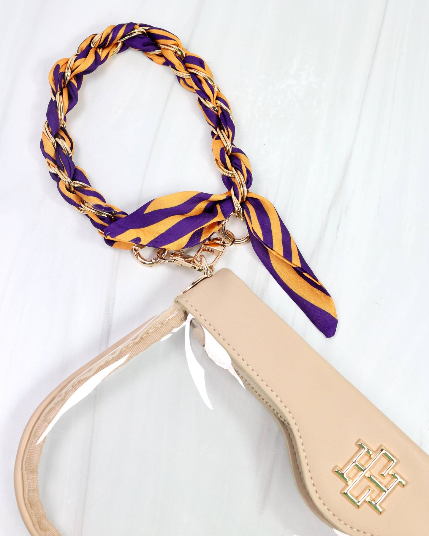 Serafina Scarf Purse Chain- Purple/Gold
