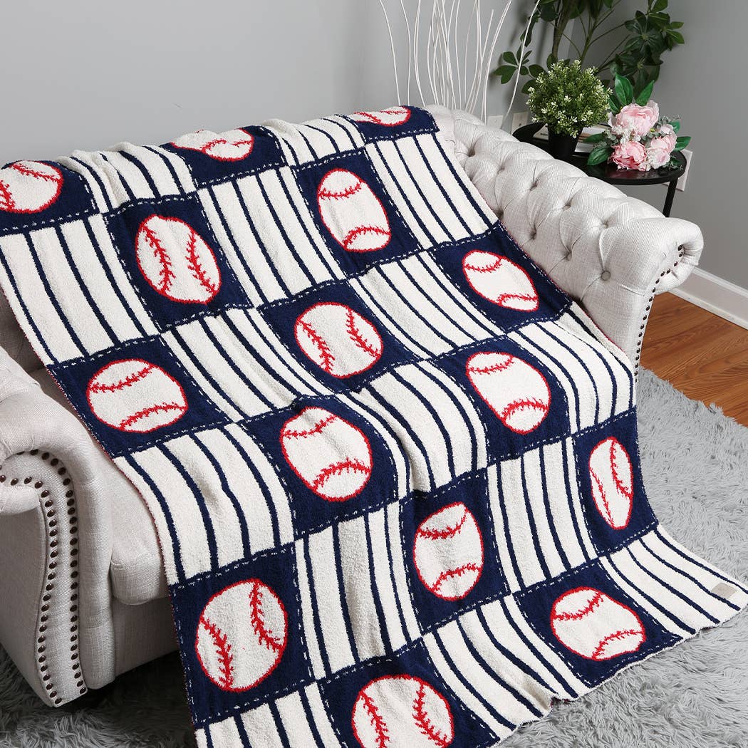 Baseball Print Comfort Throw Blanket