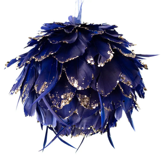 Navy Blue Feather Christmas Ornament